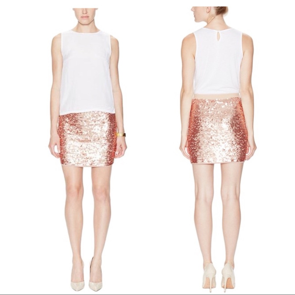 NWT BCBGMaxAzria Percy Rose Gold mini skirt SZ S